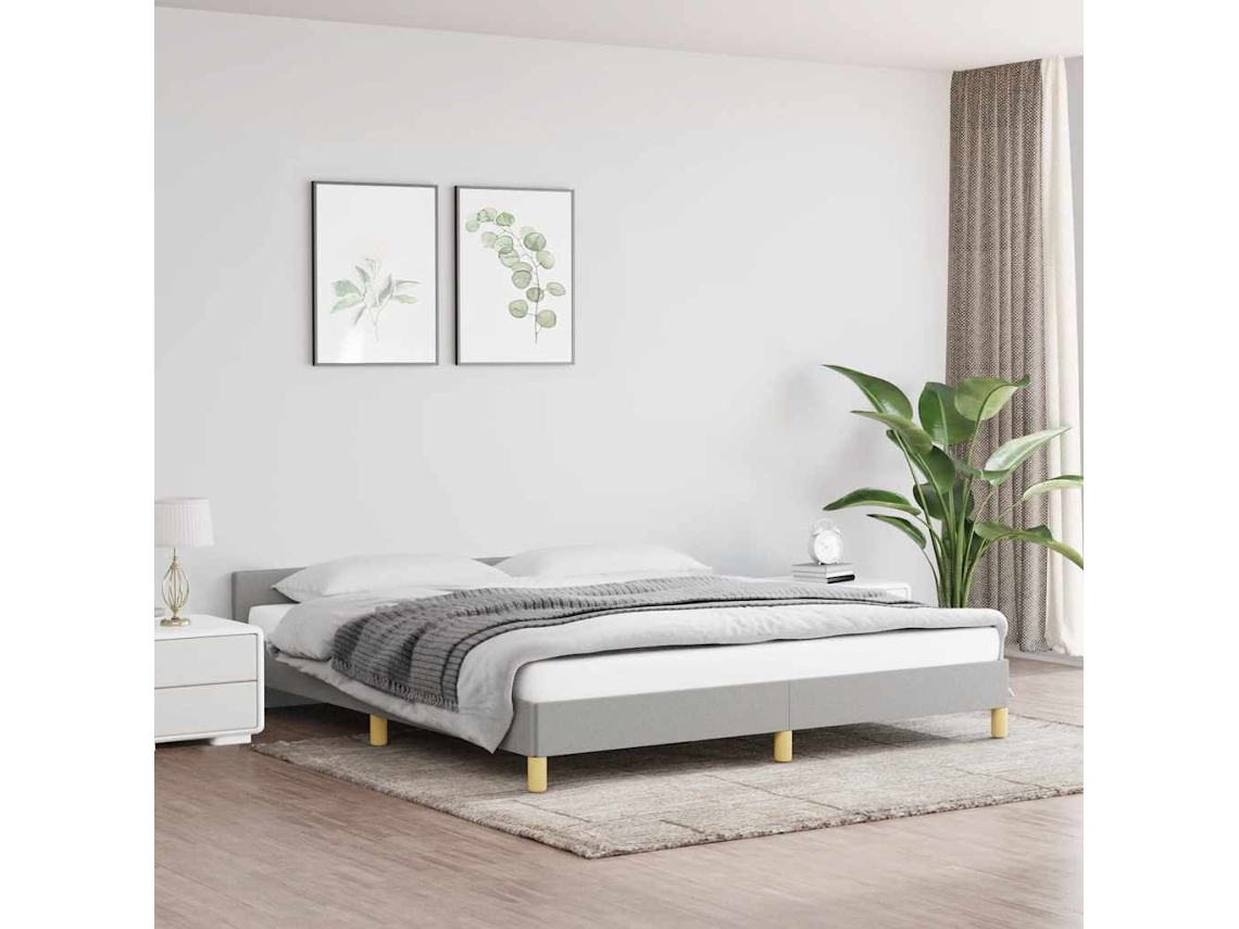 Cama Sin Colchón Tela Gris Claro 160x200 Cm