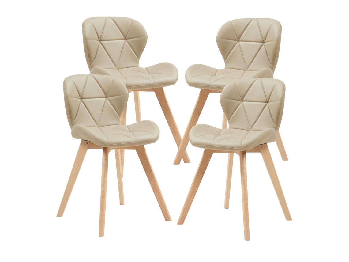 Juego de 4 sillas de comedor Älmhult de 78 x 47 x 52 cm en piel sintética beige Pt.casa