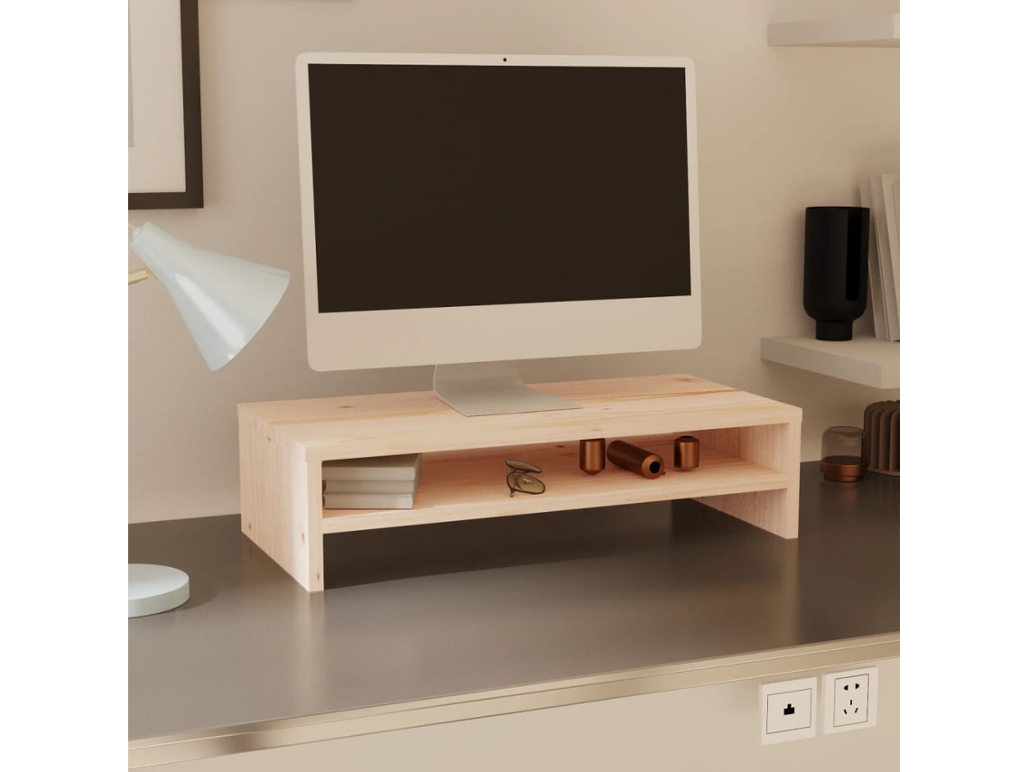 Soporte para Monitor 50x24x13 Cm Madera Maciza de Pino