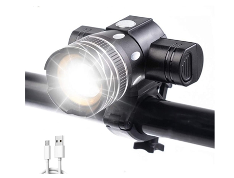 Luz de bicicleta Super brillante 2000 lúmenes Xml-T6 faro de bicicleta Usb recargable luz delantera de bicicleta ajuste de enfoque impermeable-negr...