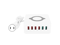 Carregador Usb Inteligente De 6 Portas Com Carregamento Rápido Qc3.0 5v7a Para Celulares E Tablets