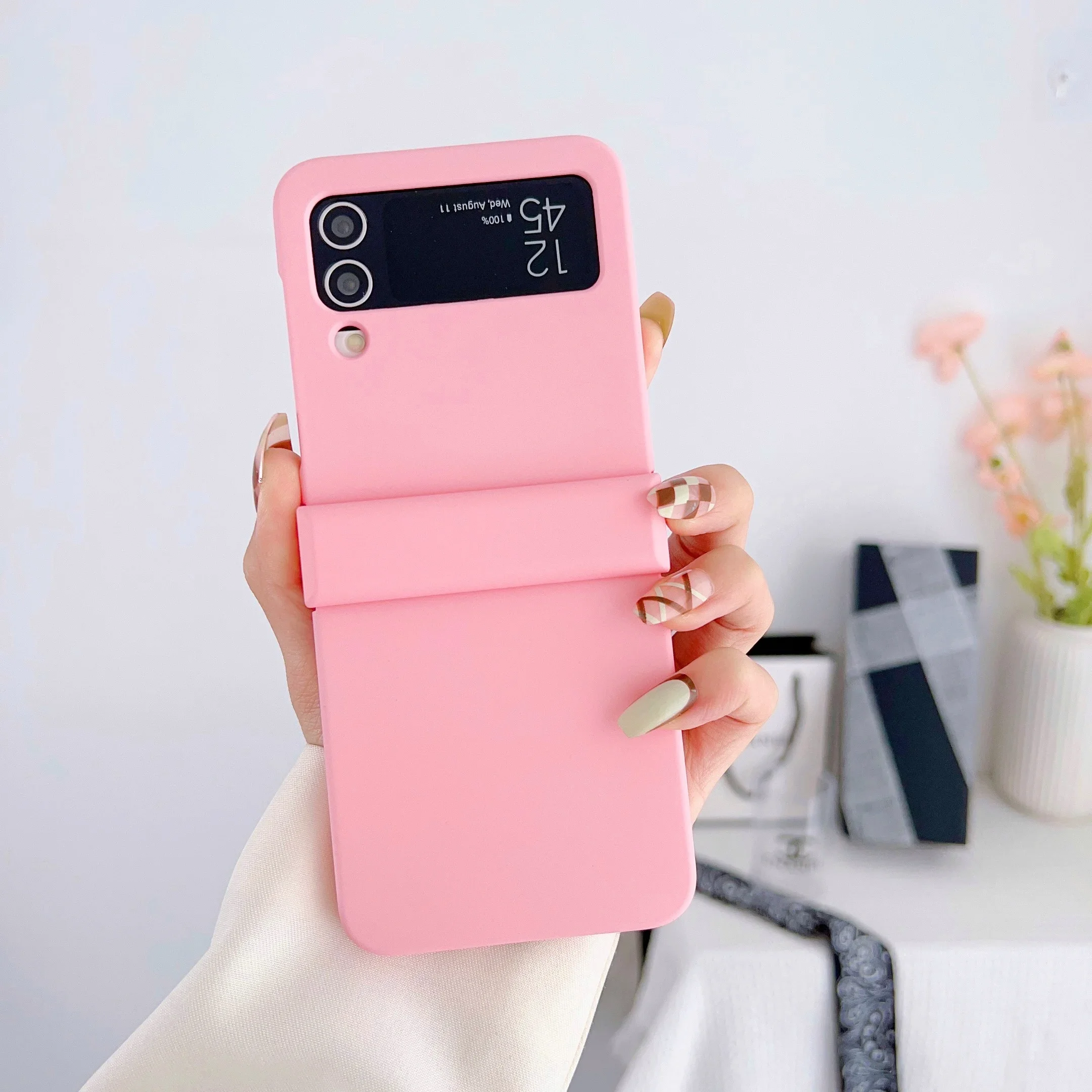 (rosa, Galaxy Z Flip5) Funda Plegable Ultradelgada Y Rígida Para Teléfono, A Prueba De Golpes, Agradable Al Tacto Y Altamente Protectora.