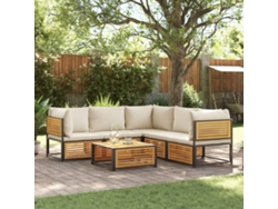 Conjunto de sofás de jardín DKD Home Decor de 6 piezas con cojines en madera maciza de acacia