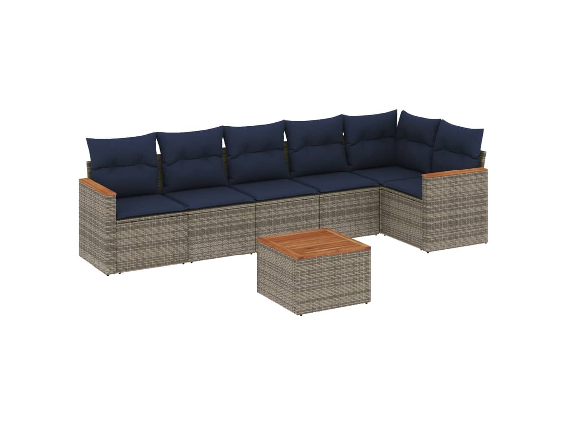 Maison Exclusive - Conjunto De Sofá De Jardín De 7 Piezas Con Cojines, Poliratán Gris
