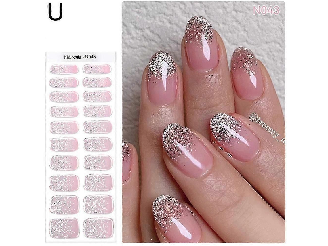 2025 20 Pieces Semi cured Nail Gel Stickers, Uv Lamp Required GOKOCO