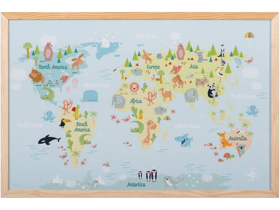 Pizarra BI-OFFICE Mapa del Mundo Zoo (60x40 cm - Magnético: Sí)