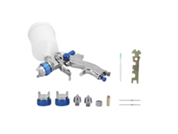 Kit de pintura HVLP con 3 boquillas y gran capacidad.