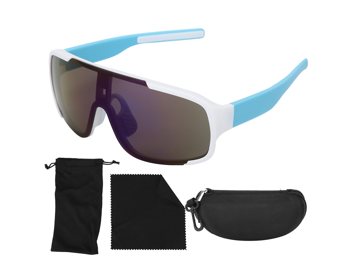 Gafas deportivas para exteriores, resistentes al viento, para ciclismo y montañismo, unisex, montura blanca y azul, lentes azules. MARCA