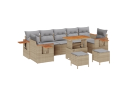 Conjunto 10 De Sofás De Jardín De Vidaxl Con Cojines Beige Ratán