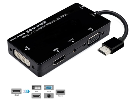 Cable Adaptador Convertidor Hdmi A Vga Dvi Hdmi Con Audio Micro Usb 3 HDMI1212-Y4 Negro