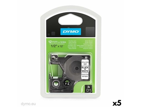Cinta de transferencia térmica DYMO 12 x 3,5 mm Negro Blanco Nailon (5 Unidades)