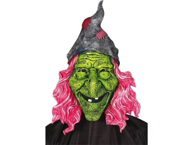 Máscara DISFRAZZES Bruja Verde Con Pelo Rosa (Talla: Talla Universal)