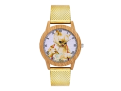 Reloj Unisex Zhoulianfa Animalito Dial Malla Oro Cuarzo Analógico Pulsera