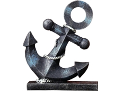 Escultura decorativa Rebe con forma de ancla náutica, un diseño costero creativo hecho de resina maciza para ambientes náuticos y regalos.