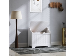 Baúl De Almacenamiento Blanco Con Tapa De Seguridad, 60x38x56cm