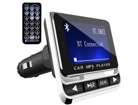 Transmisor FM inalámbrico Bluetooth Reproductor de MP3 para coche PETHUEL Pantalla LCD de 1,4 pulgadas CZ-240225-01 Negro