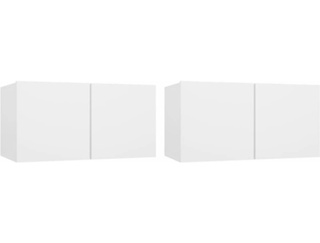 Conjunto 2 Mueble para la televisión VIDAXL Blanco Madera contrachapada (60x30x30 cm)