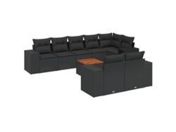 Maison Exclusive - Set De Sofás De Jardín 8 Piezas Y Cojines Ratán Sintético Negro