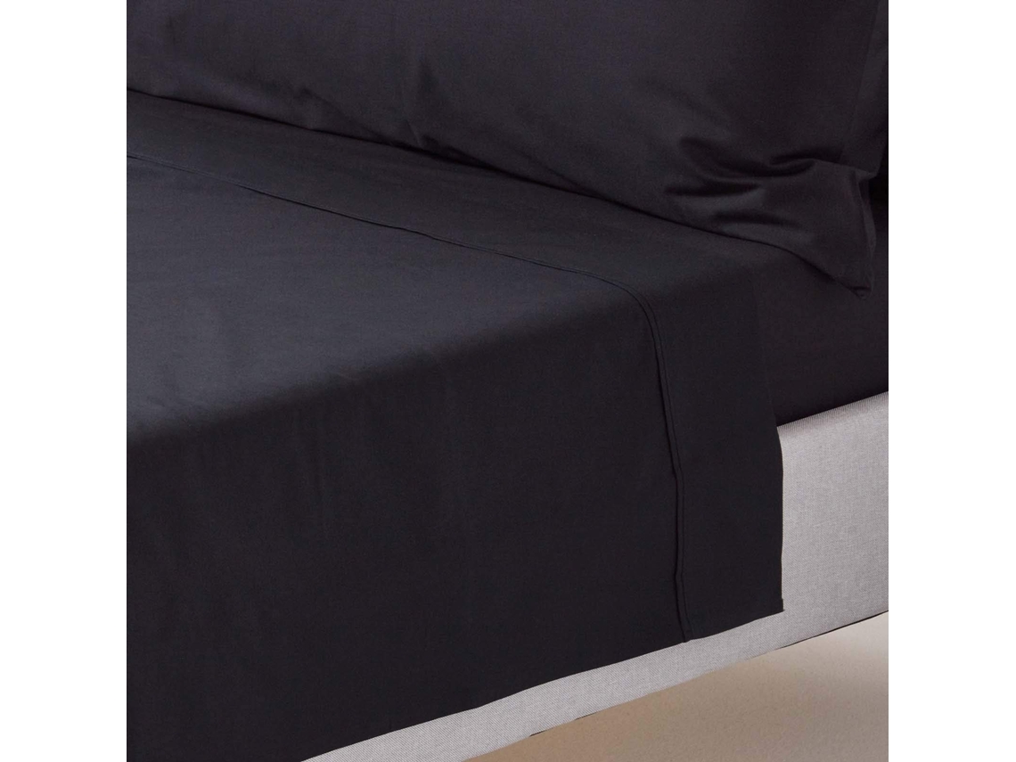 Homescapes Black Egyptian Cotton Flat Sheet 200 Tc, King