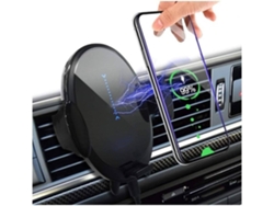 Cargador Carro Sem Fixação Qi Carregamento Rápido Ventilação YIZHOOD Negro