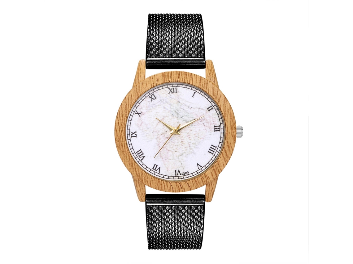 Reloj De Pulsera Unisex Con Correa De Malla, Números Romanos Y Movimiento De Cuarzo (negro).