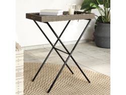 Mesa Jardín | Mesa De Exterior | Mesa Con Bandeja Plegable Ratán Sintético Gris 65x40x75 Cm