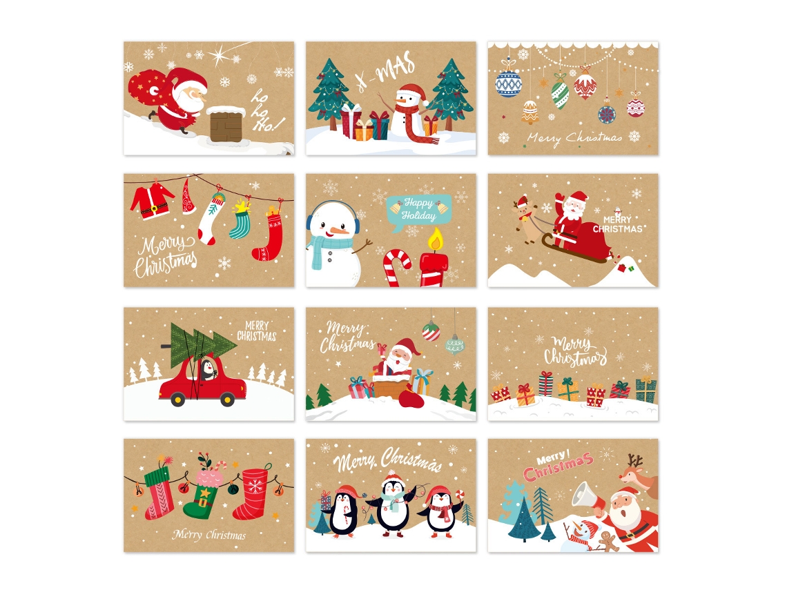 Tarjetas de Navidad - 24 Piezas de Tarjetas en Blanco para Mensajes RNEMITERY