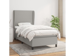 Cama box spring con colchón tela gris claro 90x200 cm