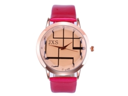 Reloj De Pareja Zhoulianfa, Correa De Cuero Sintético, Esfera Redonda, Movimiento De Cuarzo (rojo Rosa)