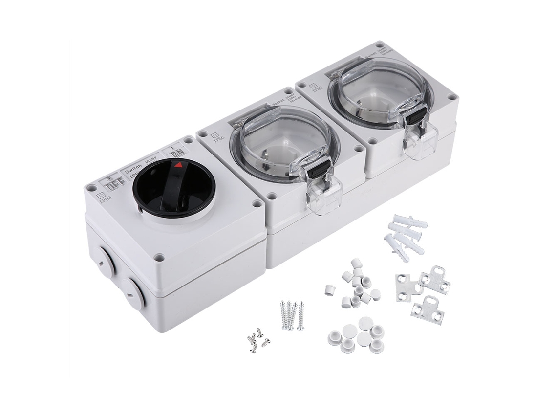 Toma de corriente exterior IP66 con interruptor externo Primerox 250V | Sin marca