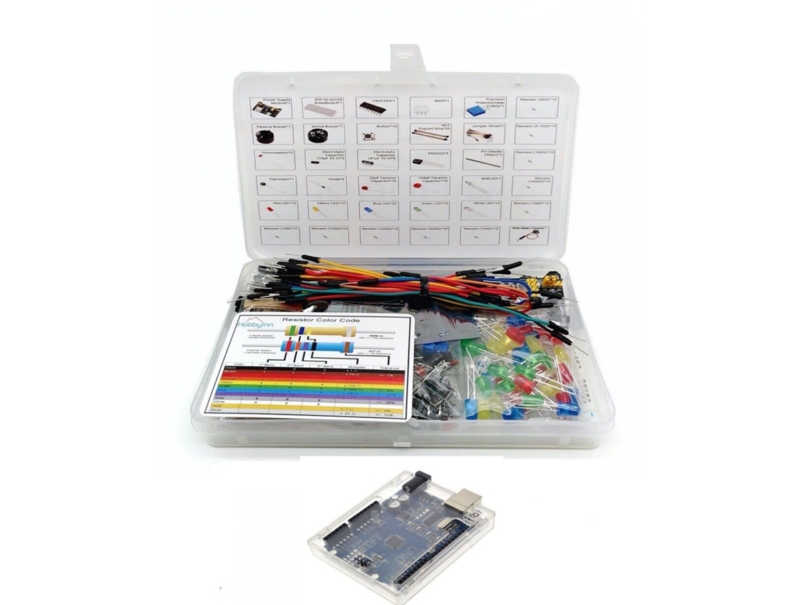 Kit De Inicio De Componentes Electrónicos Con Placa De Pruebas De 830 Pines Y Módulo De Fuente De Alimentación Compatible Con Arduino Uno R3.