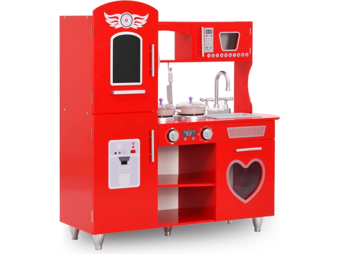 vidaXL Cocinita de juguete MDF roja 80x31x89 cm