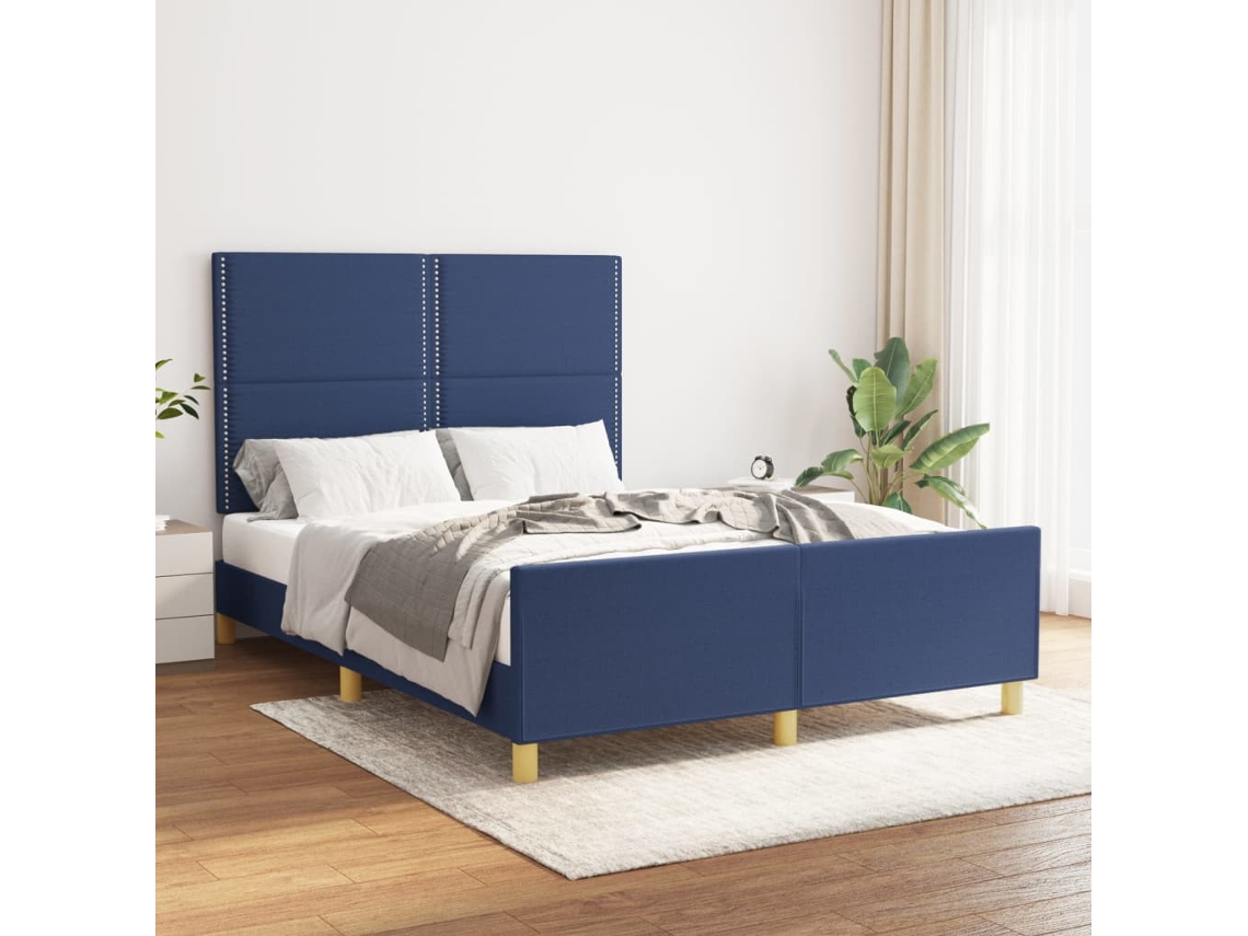 Cama Sin Colchón Tela Azul 140x190 Cm