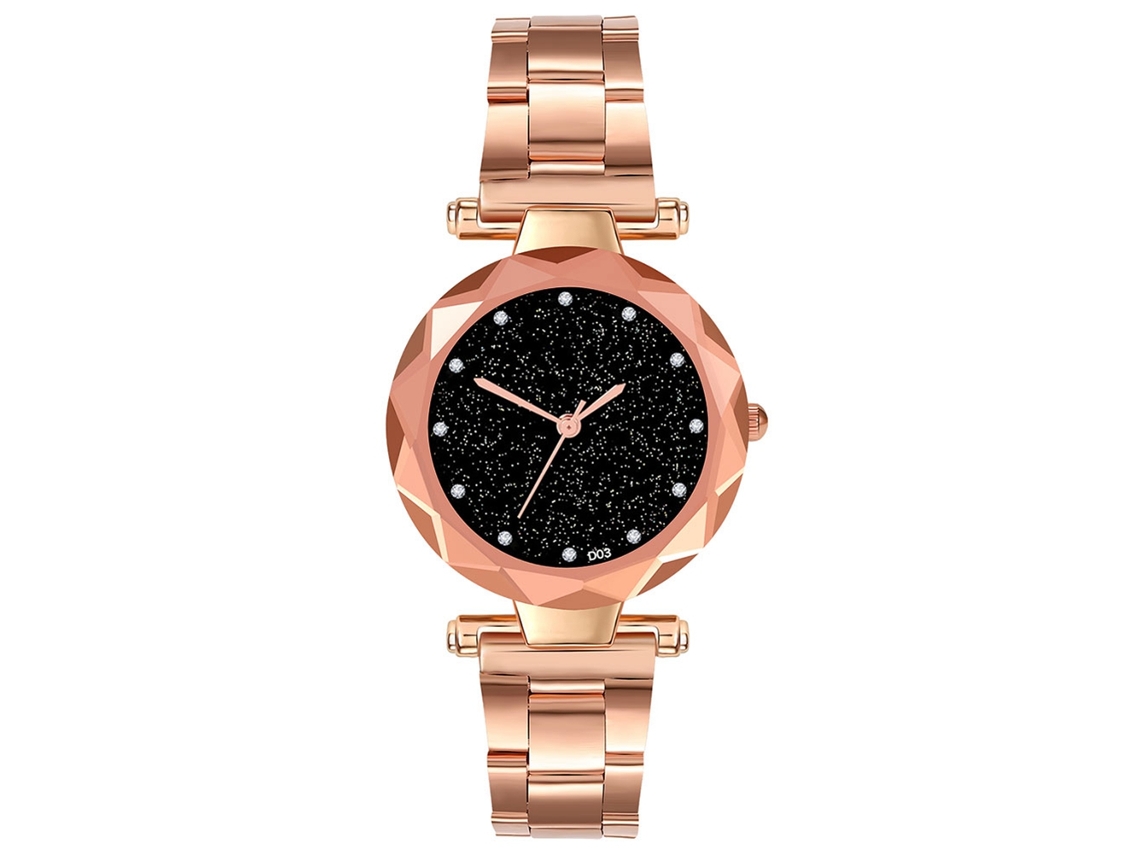 Relógio De Quartzo Elegante Fashion Com Pulseira De Aço Preto Unissex Casual Presente