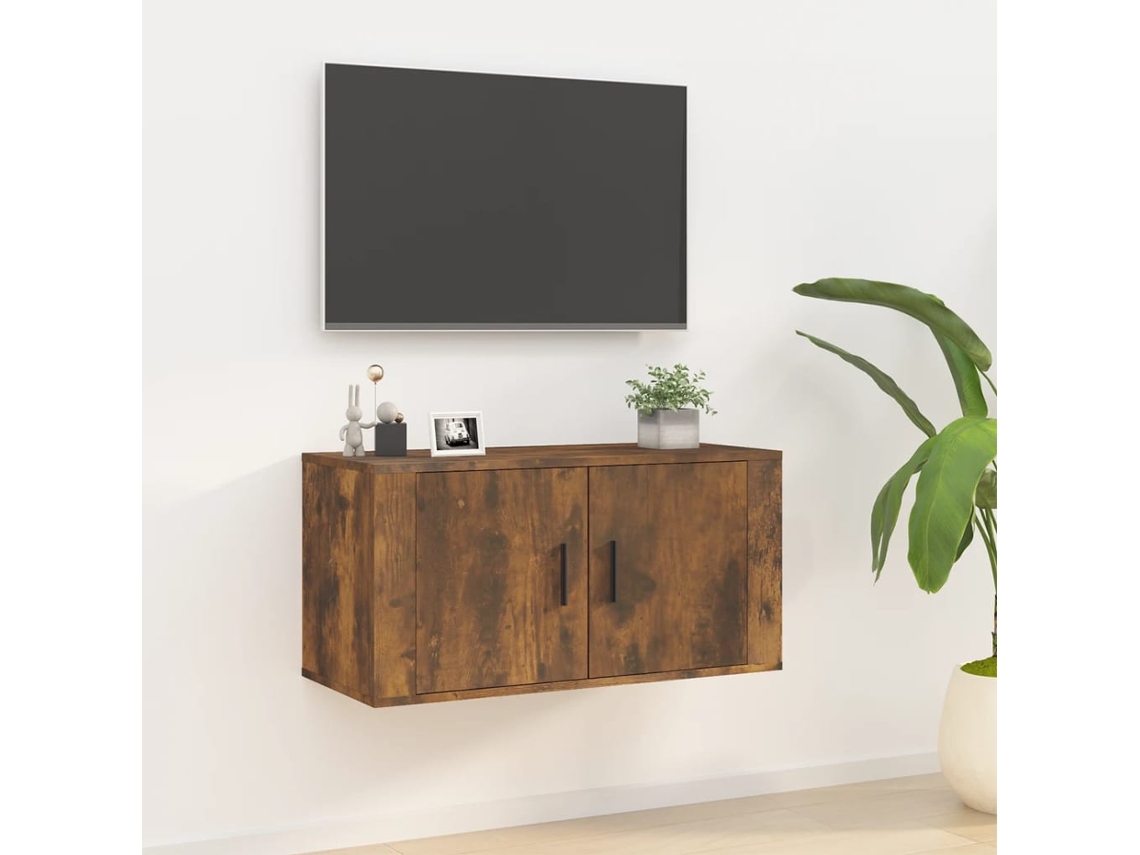 Estantería/Mueble de TV de Pared 80X34,5X40 Cm Roble Ahumado