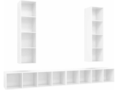 Conjunto 4 Mueble para la televisión VIDAXL Blanco Madera contrachapada (37x37x142.5 cm)
