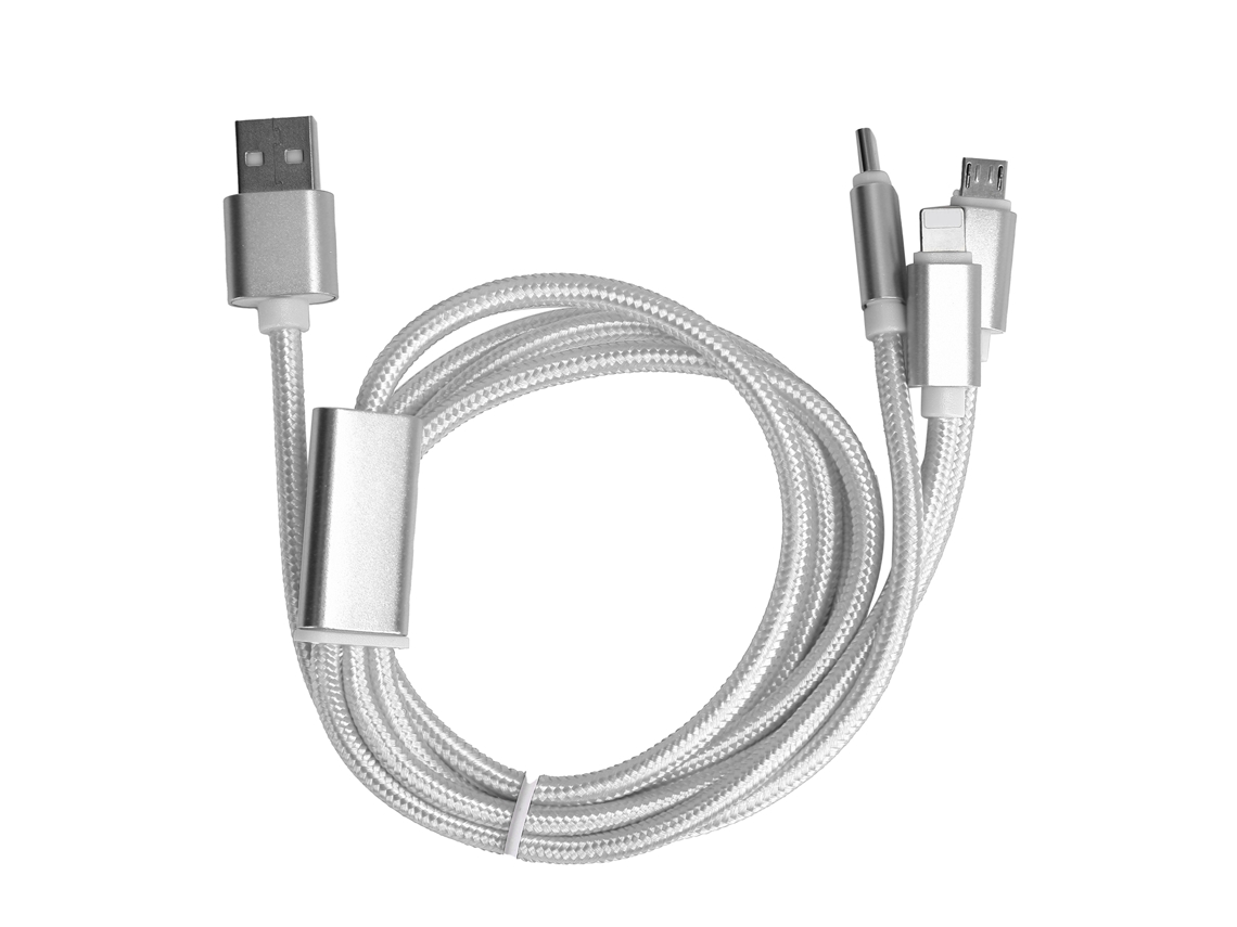 Cable De Carga De Teléfono Móvil Trenzado 3 En 1 De Carga Rápida