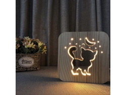 Luz nocturna LED Rosewell con forma de pata de animal, hecha de madera tallada, con puerto USB.