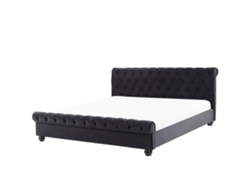 Cama de agua BELIANI Avallon de Terciopelo Negro 172x233x94