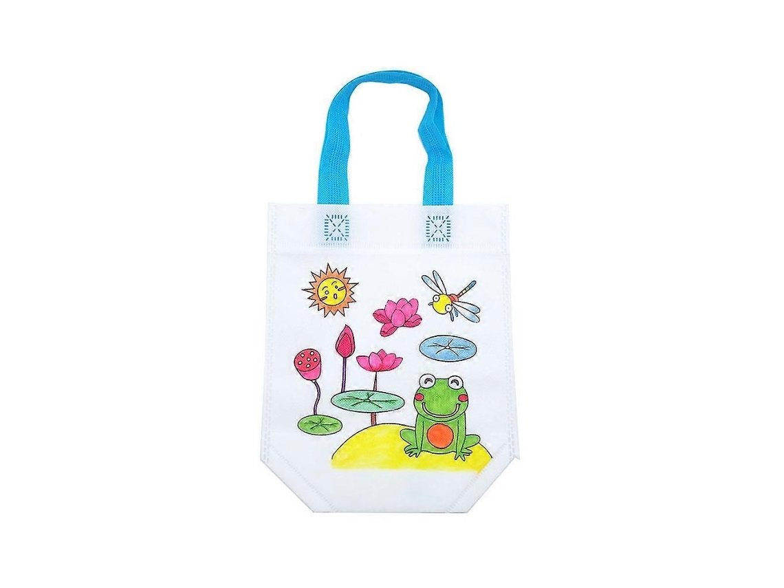 Juego de 12 bolsas de compra plegables de tela no tejida con estampados surtidos, ideales para pintar y dibujar en casa y en la guardería. GOKOCO