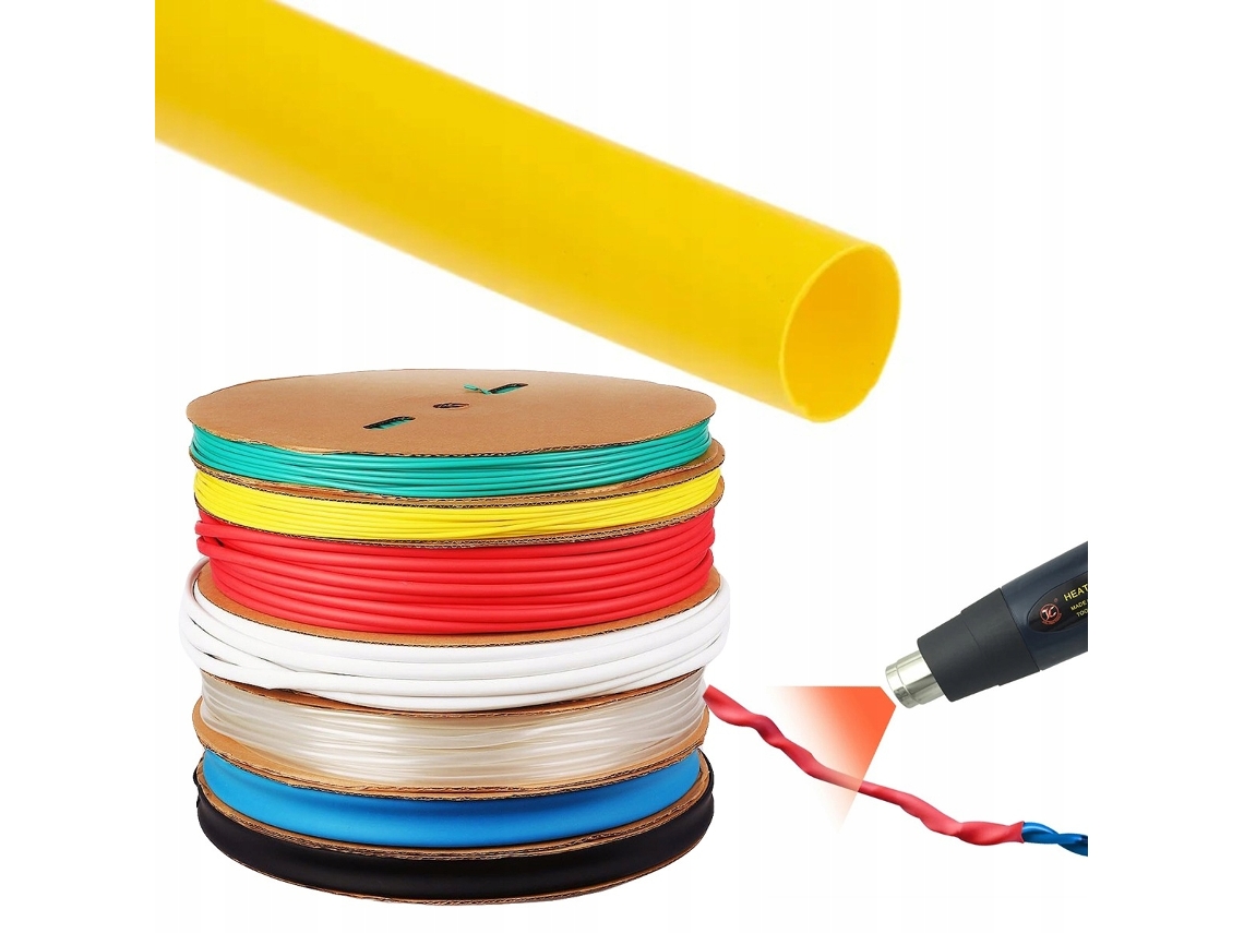 Tubo termorretráctil Amarillo de 28 mm y 1 m – Alta flexibilidad | Factor de contracción 2:1 | Uso en electrónica y automoción
