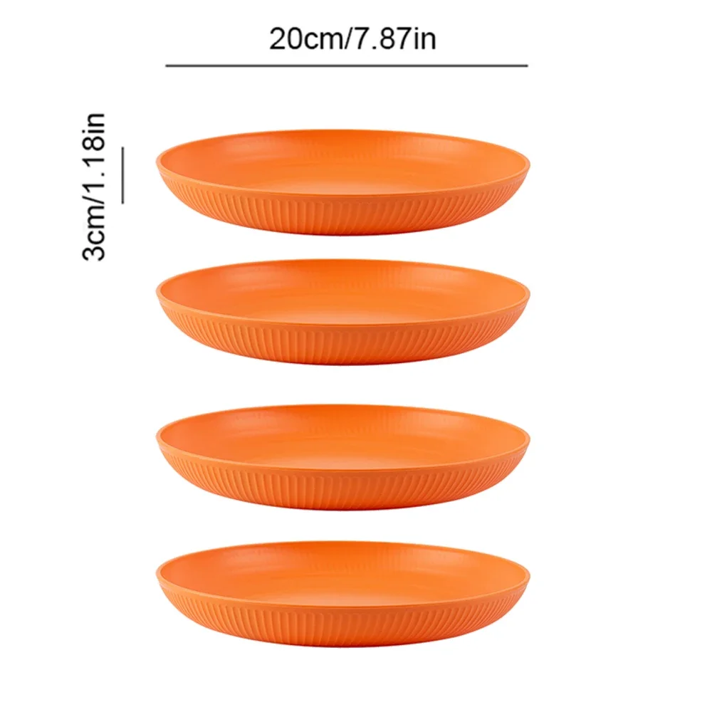 (naranja, 4 Unidades) Platos Ligeros E Irrompibles De Paja De Trigo, Aptos Para Lavavajillas Y Microondas.