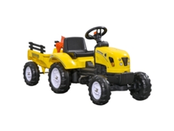 Tractor De Pedales Infantil, Remolque, Herramientas, 3 Años, Amarillo, 133x42x51