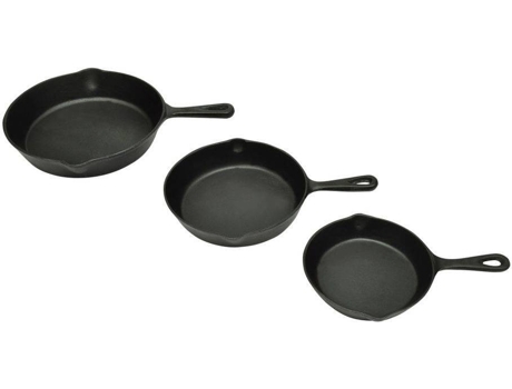 Set de 3 sartenes grill de hierro fundido