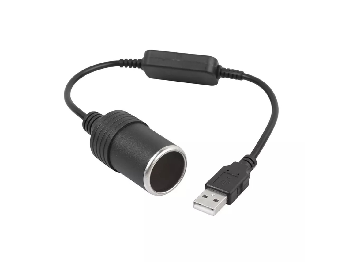 Adaptador convertidor USB de 5 V a 12 V para encendedor de cigarrillos - Negro | Orysin (macho)