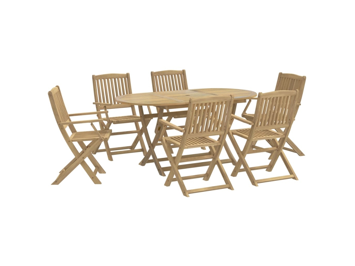 Conjunto 7 de comedor para jardín VIDAXL madera maciza acacia