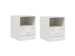 Maison Exclusive - Mesitas De Noche 2 Unidades Acero Blanco 34,5x39x44 Cm