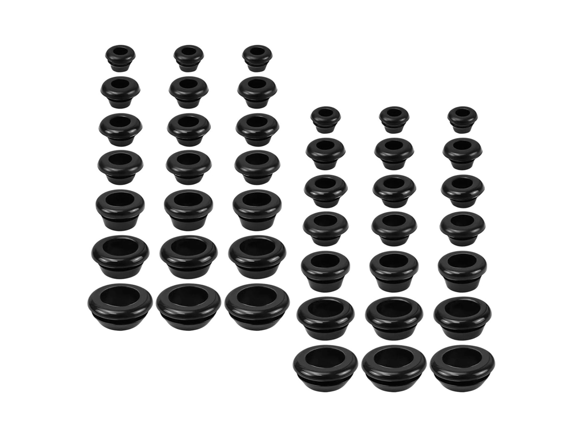 Kit 70, 7 Piezas, Pasacables De Goma Negra, Tamaños Para Cables Eléctricos.