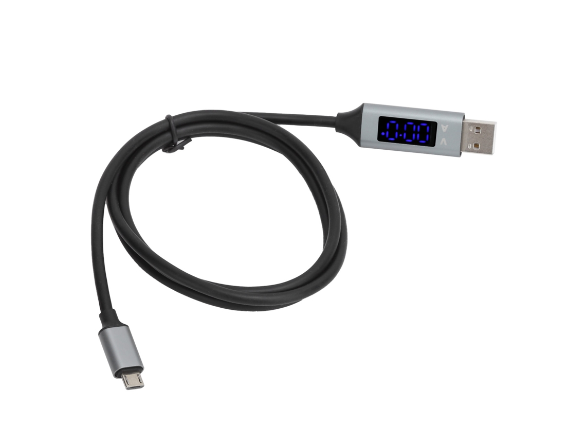 Cable de datos EOOCOO con carga rápida de 3A e indicador de voltaje y corriente.