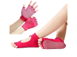 Conjunto De Calcetines Y Guantes Para Yoga Y Fitness: Antideslizantes, Transpirables Y Con Dedos Separados.